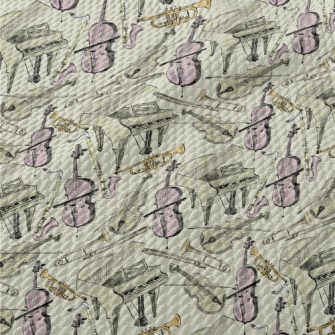 Hand Drawn Orchestral Illustra Birdseye Piqué