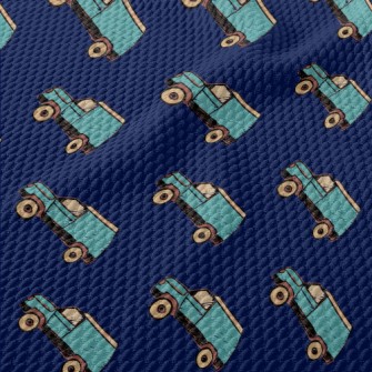 Blue Hand Painted Suv Birdseye Piqué