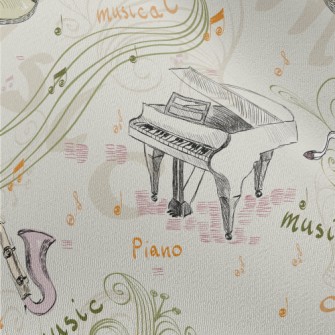 Hand Drawn Western Music Chiffon