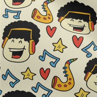 Hand Drawn Cartoon Singing Boy Chiffon