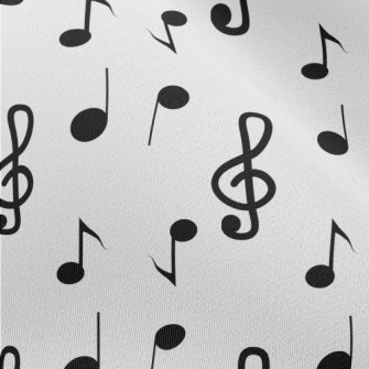 Hand Drawn Black Musical Notes Chiffon