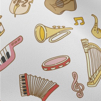 Cute Musical Instrument Doodle Chiffon