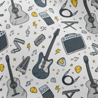 Cartoon Guitar And Speaker Chiffon