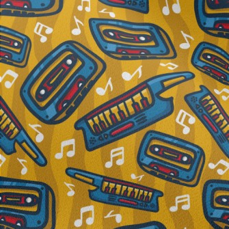 Retro Cute Music Theme Chiffon