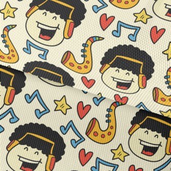 Hand Drawn Cartoon Singing Boy Waterproof Oxford