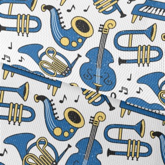 Blue Musical Instrument Doodle Waterproof Oxford