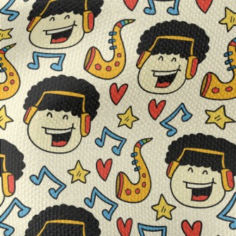 Hand Drawn Cartoon Singing Boy Waterproof Canvas