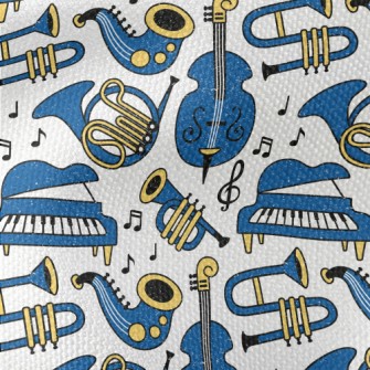 Blue Musical Instrument Doodle Waterproof Canvas