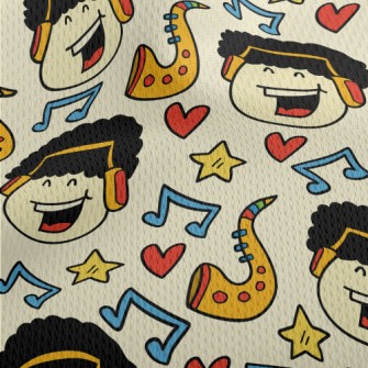Hand Drawn Cartoon Singing Boy Athletic Mesh Flat Back