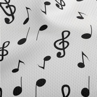 Hand Drawn Black Musical Notes Athletic Mesh Flat Back