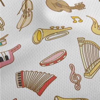 Cute Musical Instrument Doodle Athletic Mesh Flat Back