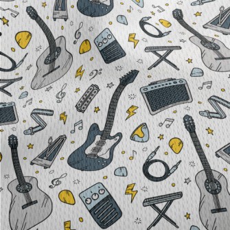 Cartoon Guitar And Speaker Athletic Mesh Flat Back