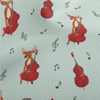 Elk Playing Double Bass Athletic Mesh Flat Back