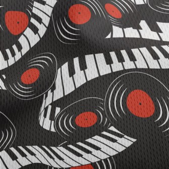 Piano Keys And Vinyl Records Athletic Mesh Flat Back
