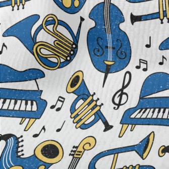 Blue Musical Instrument Doodle Terry