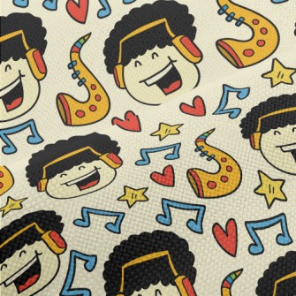 Hand Drawn Cartoon Singing Boy Performance Linen