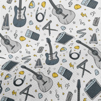 Cartoon Guitar And Speaker Performance Linen