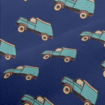 Blue Hand Painted Suv Performance Linen