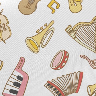 Cute Musical Instrument Doodle Twill