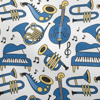 Blue Musical Instrument Doodle Dobby