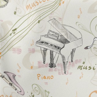 Hand Drawn Western Music Stretch Ponte