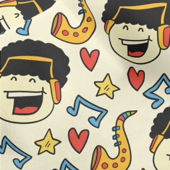 Hand Drawn Cartoon Singing Boy Micro Fleece