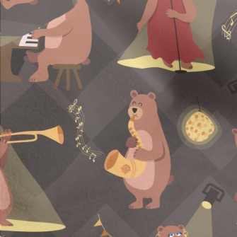 Brown Bear Jazz Night Micro Fleece
