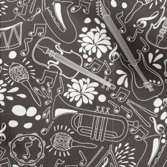 Musical Instruments Illustrati Micro Fleece