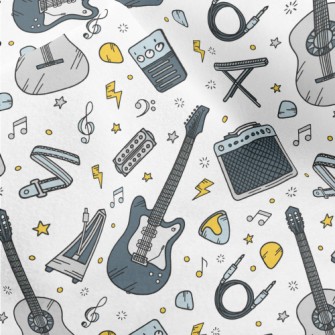 Cartoon Guitar And Speaker Micro Fleece