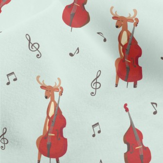 Elk Playing Double Bass Micro Fleece