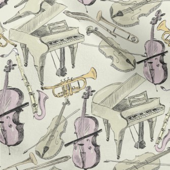 Hand Drawn Orchestral Illustra Micro Fleece