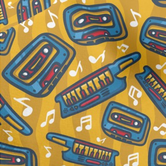 Retro Cute Music Theme Micro Fleece