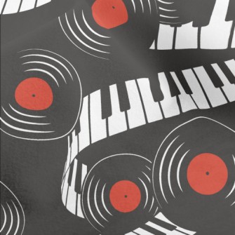Piano Keys And Vinyl Records Micro Fleece