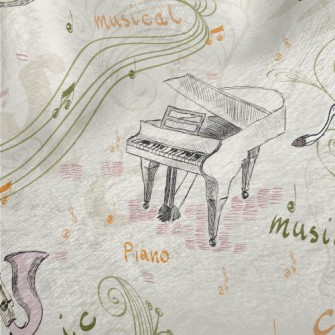 Hand Drawn Western Music Minky
