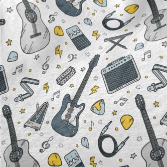 Cartoon Guitar And Speaker Minky