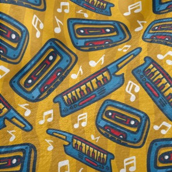 Retro Cute Music Theme Minky