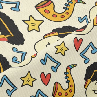 Hand Drawn Cartoon Singing Boy Piqué
