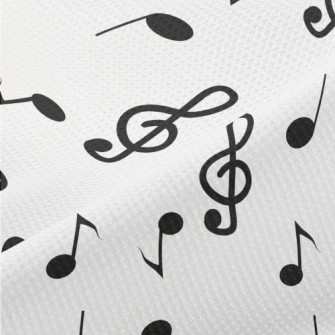 Hand Drawn Black Musical Notes Piqué