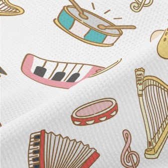 Cute Musical Instrument Doodle Piqué