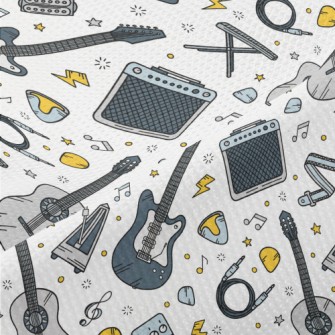 Cartoon Guitar And Speaker Piqué