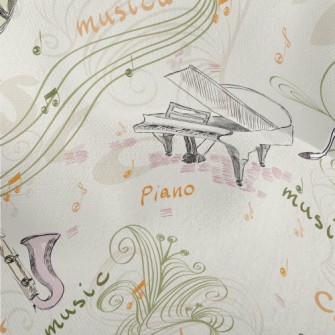 Hand Drawn Western Music Lightweight Performance Linen