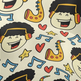 Hand Drawn Cartoon Singing Boy Lightweight Performance Linen