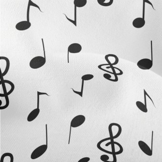 Hand Drawn Black Musical Notes Lightweight Performance Linen