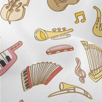 Cute Musical Instrument Doodle Lightweight Performance Linen