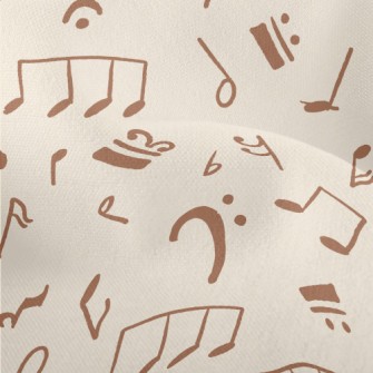 Brown Musical Note Graffiti Lightweight Performance Linen
