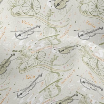 Beautiful Violin Illustration Lightweight Performance Linen