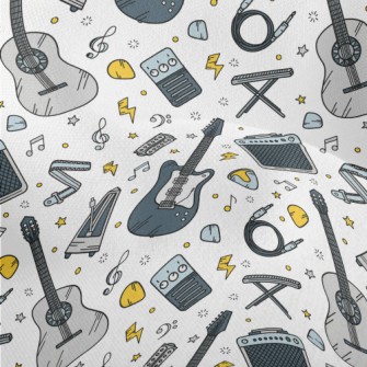 Cartoon Guitar And Speaker Lightweight Performance Linen