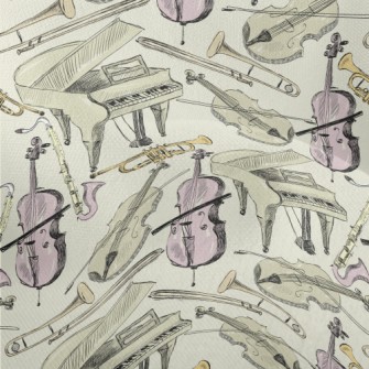 Hand Drawn Orchestral Illustra Lightweight Performance Linen