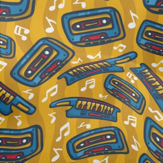 Retro Cute Music Theme Lightweight Performance Linen