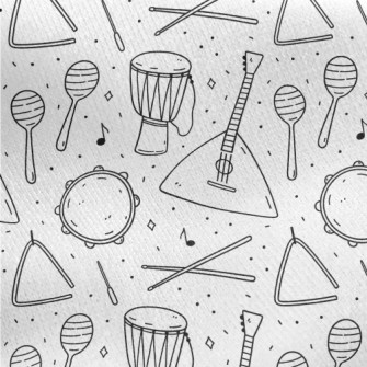 Simple Hand Drawn Line Musical Jersey Backed Fleece